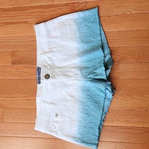 White/Blue Ombre Shorts with floral lace design!